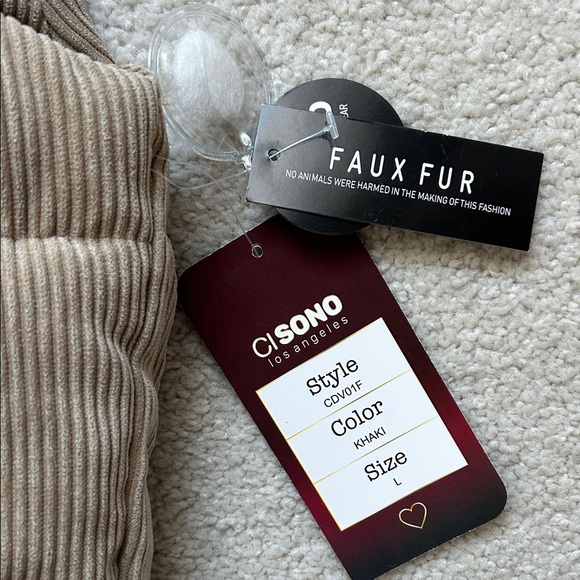 NWT Women’s Ci Sono Tan Corduroy Vest Size L - Picture 4 of 8